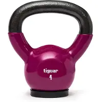 Tiguar Kettlebell 4 kg (Lila) Vinyl-Kettlebell mit gummierter Bodenplatte, ergonomischer Griff, ideal für Kraft- und Ausdauertraining, Koordination und Stabilisation