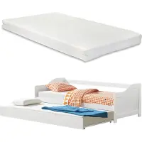 En.casa [] Tandembett 2x 90x200cm Weiß Ausziehbett mit 2x Matratzen Doppelt Sofabett mit Lattenrost Funktionsbett Kiefernholz Schlafsofa Gästebett Kojenbett Tagesbett