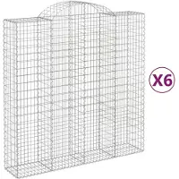 vidaXL Gabionen mit Hochbogen 6 Stk. 200x50x200/220cm Verzinktes Eisen