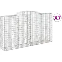 vidaXL Gabionen mit Hochbogen 7 Stk. 300x50x160/180cm Verzinktes Eisen
