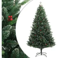 Syfax Künstlicher Weihnachtsbaum Klappbar mit Roten Beeren 180 cm