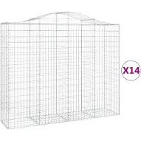 vidaXL Gabionen mit Hochbogen 14Stk. 200x50x160/180cm Verzinktes Eisen