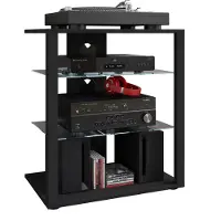 VCM Hifi Holz Möbel | Rack Schrank Phono Regal | 2 Glasböden | Maße: H. 70 x B. 60 x T. 41 cm | Phono Mediaregal - Folas