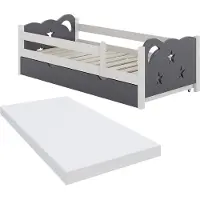 VitaliSpa Kinderbett Jessica Grau 80x160 cm mit Schublade und Matratze, Model 40345