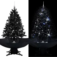 vidaXL Schneiender Weihnachtsbaum mit Schirmfuß Schwarz 140 cm PVC , Künstliche Weihnachtsbäume Design 2024