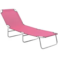 vidaXL Sonnenliege 1 Person, Klappliege, Stahl und Stoff Rosa - Liegestuhl CC4718