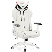 Diablo X-Ray Gaming Stuhl Bürostuhl Kinderstuhl Schreibtischstuhl 2D Armlehnen Ergonomisch Kunstleder Wippfunktion Farbe: Weiß-schwarz, Größe King