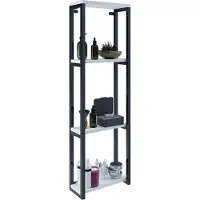 VCM Holz Badezimmerschrank | Badmöbel Metall Industrial Style | Wandregal | Badregal | Maße ca. H. 112 x B. 35 x T. 15 cm - Bitila M