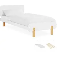 Homestyle4u Holzbett 90x200 Kinderbett mit Lattenrost und Matratze mit  Standard 100 mit  Standard 100 Weiß Jugendbett Kiefer Massivholz