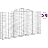 vidaXL Gabionen mit Hochbogen 5 Stk. 300x30x160/180cm Verzinktes Eisen