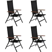 Ebuy24 4xLamira Gartenstuhl Positionsstuhl, schwarz und teak Armlehnen.