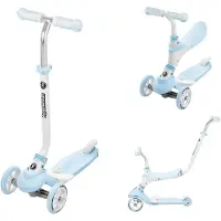 HyperMotion 5-in-1 Kinderroller mit Schiebefunktion und Gummirädern, blau