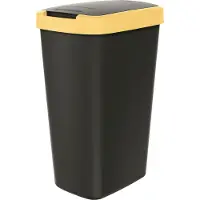 Prosperplast Abfallbehälter 45l mit Deckel KEDEN COMPACTA Q schwarz mit hellgelbem Rand