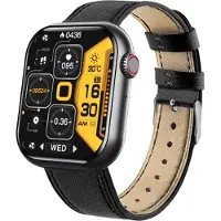 INF Smartwatch mit Blutsauerstoff, Blutdruck, Herzfrequenz Schwarzes/Kunstlederarmband