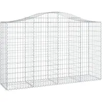 vidaXL Gabione mit Hochbogen 200x50x120/140 cm Verzinktes Eisen