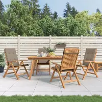 vidaXL Möbel Gartenstühle mit Kissen 4 Stk. Massivholz Teak - Gartenstühle 3196471