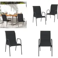 vidaXL Gartenstühle 2 Stk. Stahl und Textilene Schwarz - Gartenstuhl - Gartenstühle - Outdoor Stuhl - Terrassenstuhl