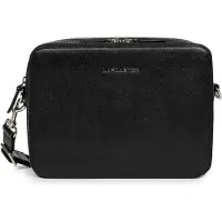 LANCASTER PARIS Umhängetasche für Herren, Leder, Modell Delphino Lucas, Schwarz