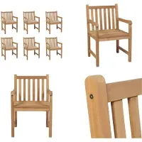 vidaXL Gartenstühle 6 Stk. mit Beigen Kissen Massivholz Teak - Gartenstuhl - Gartenstühle - Gartensessel - Holzstuhl