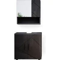 Vicco Badmöbel-Set Irma Anthrazit Hochglanz 2 Teile, Unterschrank 60 cm, Model 34675