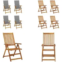 vidaXL Hochlehner Verstellbar 4 Stk. mit Auflagen Massivholz Akazie - Gartenstuhl - Gartenstühle - Gartenstuhl Aus Holz - Gartenstühle Aus Holz