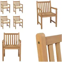 vidaXL Gartenstühle 4 Stk. mit Cremeweißen Kissen Massivholz Teak - Gartenstuhl - Gartenstühle - Gartensessel - Holzstuhl