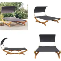 vidaXL Loungebett mit Dach 165x203x126 cm Bugholz Massiv Anthrazit - Hängematte - Hängematten - Garten Hängematte - Garten Hängematten