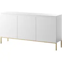 Selsey - Dreitürige Kommode Bemmi 150 cm weiß mit goldenen Beinen