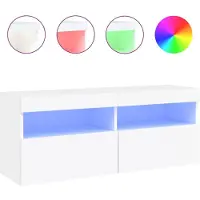 vidaXL TV-Wandschrank mit LED-Leuchten Weiß 100x30x40 cm