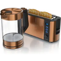 Arendo Frühstücksset, 2200W Wasserkocher / Edelstahl Toaster, Kupfer