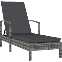Syfax Sonnenliege mit Armlehnen Poly Rattan Grau