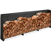 Relaxdays Kaminholzregal mit Abdeckung, für Holz ab 25 cm, Brennholzregal aus Eisen, HBT: 110 x 322 x 29 cm, schwarz