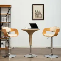 vidaXL Möbel Barhocker 2 Stk. Creme Bugholz und Kunstleder - Barhocker 3052714