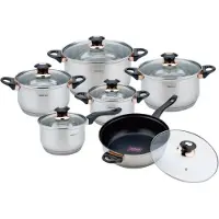 KINGHOFF KH-1767 Roségold Jumbo-Kochgeschirrset aus Stahl, 12-teilig