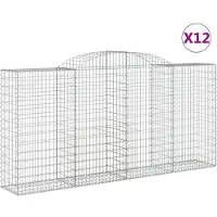 vidaXL Gabionen mit Hochbogen 12 Stk 300x50x140/160cm Verzinktes Eisen