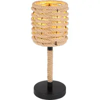 Globo Lighting Tischleuchte Metall schwarz matt, Hanf braun, ø: 165mm, H: 450mm, Kabellänge 1500mm, exkl. 1x E27 40W 230V