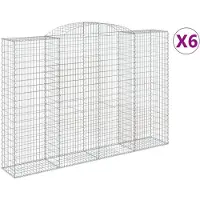 vidaXL Gabionen mit Hochbogen 6 Stk. 300x50x200/220cm Verzinktes Eisen