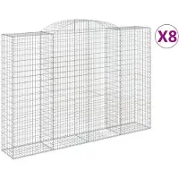 vidaXL Gabionen mit Hochbogen 8 Stk. 300x50x200/220cm Verzinktes Eisen
