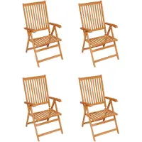 vidaXL Klappstühle, 4er-Set, mit taupefarbenen Kissen, aus massivem Teakholz