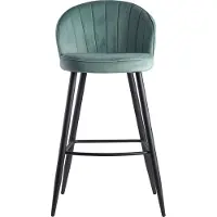 Wohnling Barhocker Samt Hellgrün Hocker mit Lehne 56x102,5x52,5 cm Küchenhocker Skandinavisch Stoff / Metall 110 kg Barstuhl Tresenhocker Bistrohocker