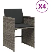 vidaXL Gartenstühle mit Kissen 4 Stk. Grau Poly Rattan