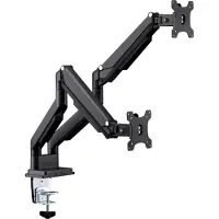 InLine Tischhalterung mit Lifter & USB/Audio, 2 Monitore bis 81cm (32"),schwarz, Klemme, 18 kg, 43,2 cm (17"), 100 x 100 mm, Höhenverstellung, Schwarz