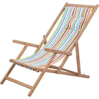 vidaXL Strandstuhl Klappbar Stoff und Massivholz Mehrfarbig