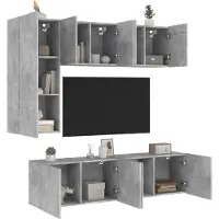 vidaXL Schlichtes 5-tlg. Wohnwand Betongrau Holzwerkstoff - 5756912