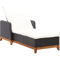 vidaXL "2026 Promotion" Sonnenliege, Gartenliege, Wellnessliege, Poly Rattan und Massivholz Akazie Schwarz - Liegestuhl CC26450
