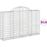 vidaXL Gabionen mit Hochbogen 14Stk. 200x30x120/140cm Verzinktes Eisen