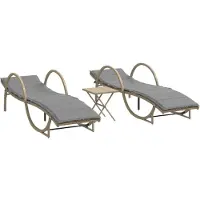 Syfax Sonnenliegen 2 Stk. mit Tisch Beige Poly Rattan