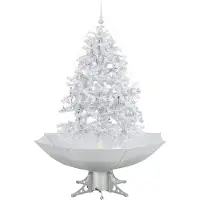 vidaXL Schneiender Weihnachtsbaum mit Schirmfuß Weiß 140 cm