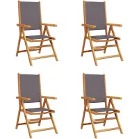 vidaXL Gartenstuhl Verstellbar 4 Stk. Anthrazit Stoff und Massivholz