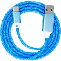 System-S USB 3.1 leuchtendes Kabel 1 m Typ C Stecker zu 2.0 A Stecker in Blau